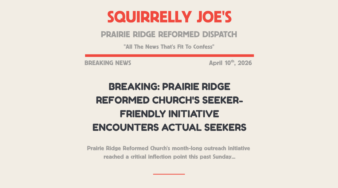 BREAKING: PRAIRIE RIDGE REFORMED CHURCH'S SEEKER-FRIENDLY INITIATIVE ENCOUNTERS ACTUAL SEEKERS