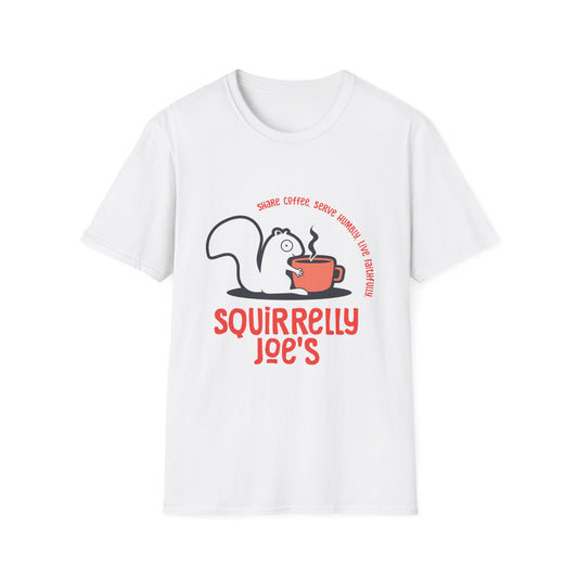 Squirrelly Joe's Coffee T-Shirt — Cute Cafe Squirrel Graphic Tee
