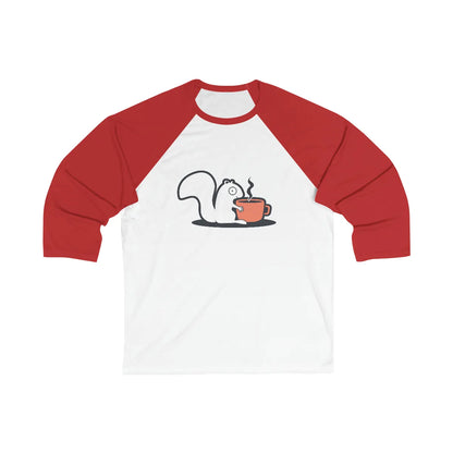 Unisex 34 Sleeve Baseball Tee - White/ Red, M image